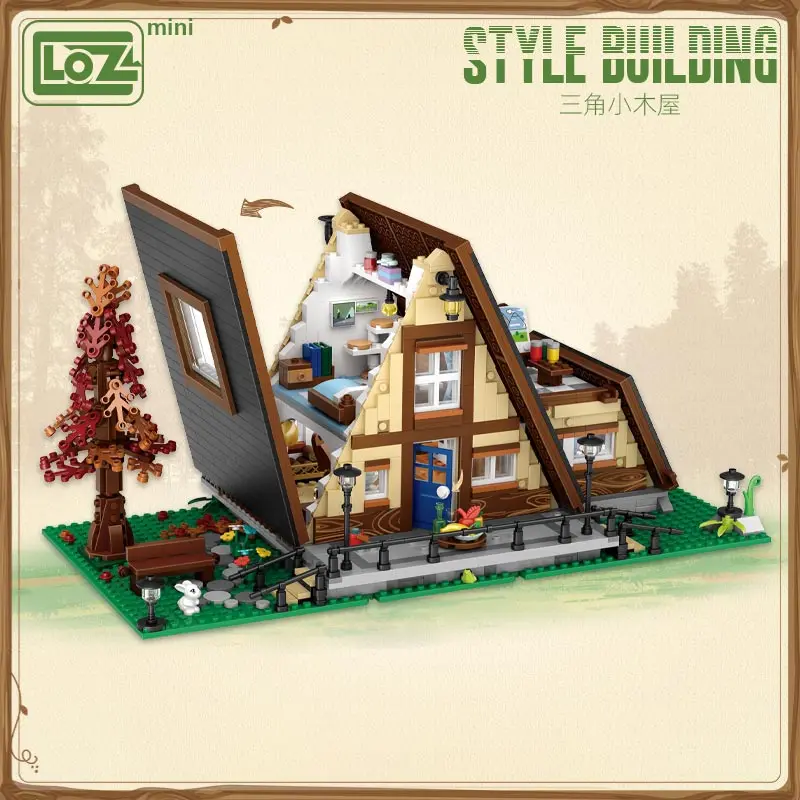 loz building blocks triangle cabin mini small particle assembling toy puzzle inserting ornaments for adults