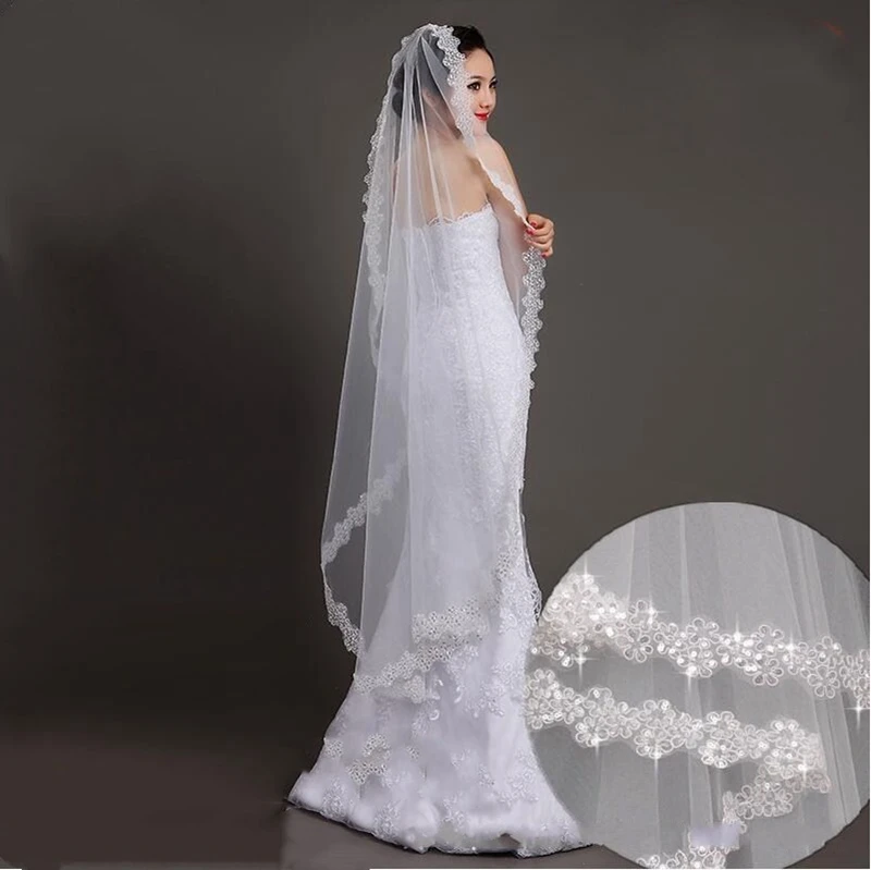 New Arrival Lace edge Bridal Veils Cheap wedding veil Without Comb Wedding accessories sluier birdcage veil bruid vail bride