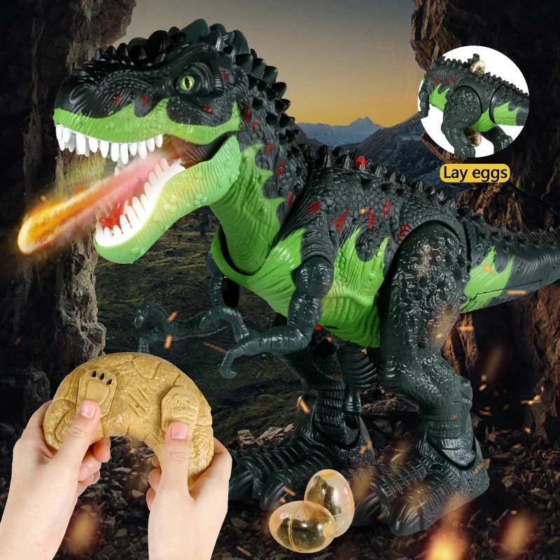 46CM Simulation Light Sound Spray RC Dinosaur Lay Eggs Bionic Walking Shake Head Tail Swing Electric Remote Control Dinosaur Toy