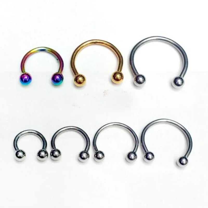 Stainless steel piercing jewelry C-bar horseshoe ring nose ring CBR universal ring eyebrow nail lip nail Rod thickness 16G 1.2mm