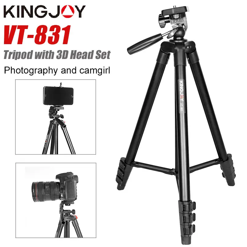 

KINGJOY Lightweight Camera Tripod Flexible Desktop Phone Stand Holder Portable Travel Mobile Phone Tripode For Camcorders, DSLRs