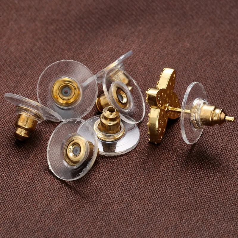 ZHUKOU-50 Uds. De accesorios para manualidades, pendientes de tuerca de silicona, topes traseros, Tuercas de poste de oreja, accesorios de joyería, modelo de componentes: VE88