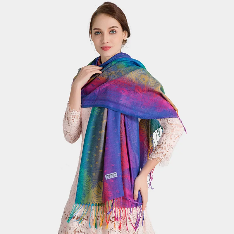 Fashion jacquard autumn and winter cotton woman scarf pashmina shawl long tassel bufanda mujer female stole trip warm scarfs