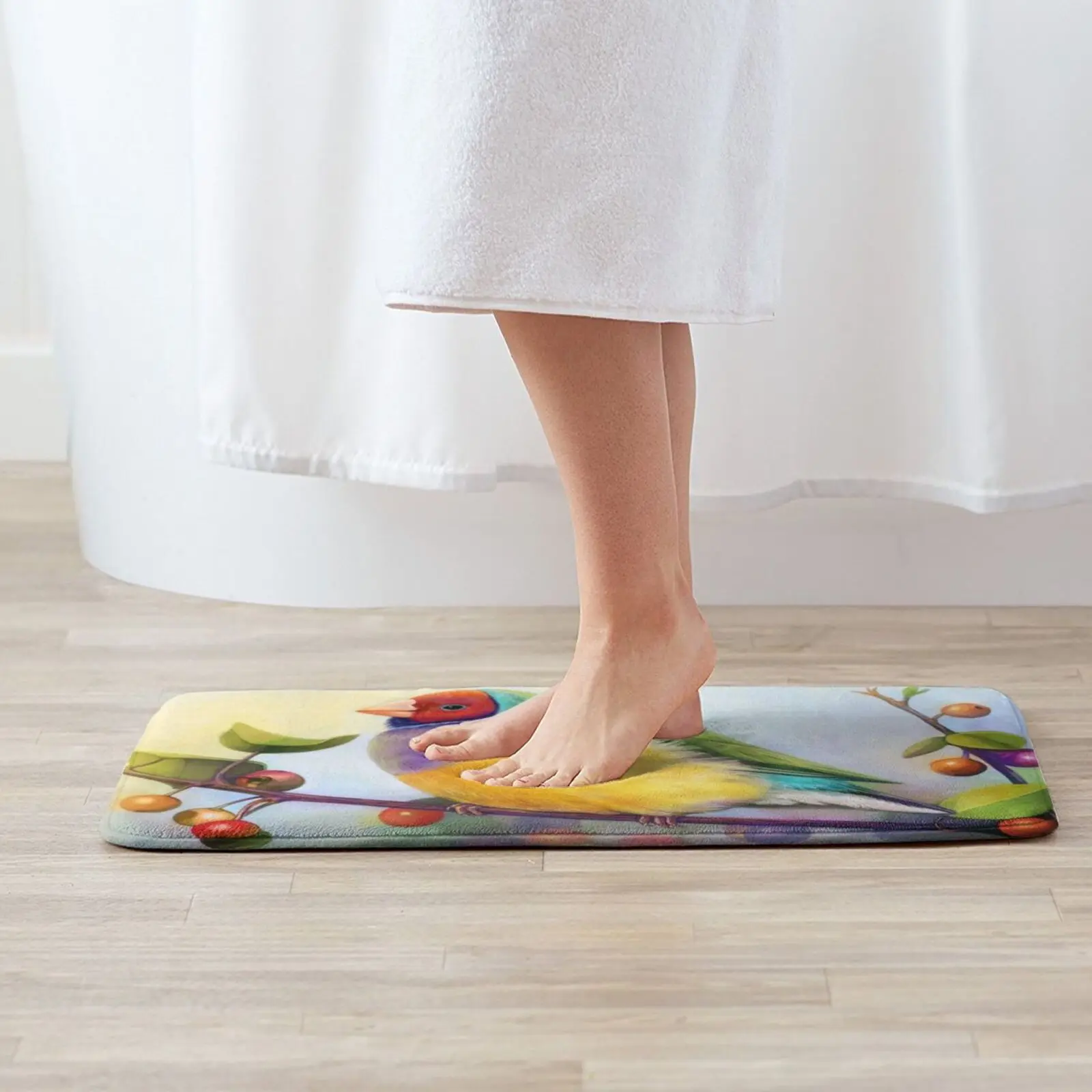 Gouldian Finch Realistic Painting Soft Non-Slip Mat Rug Carpet Cushion Lady Gouldian Finch Gouldian Finch Finch Bird Bird