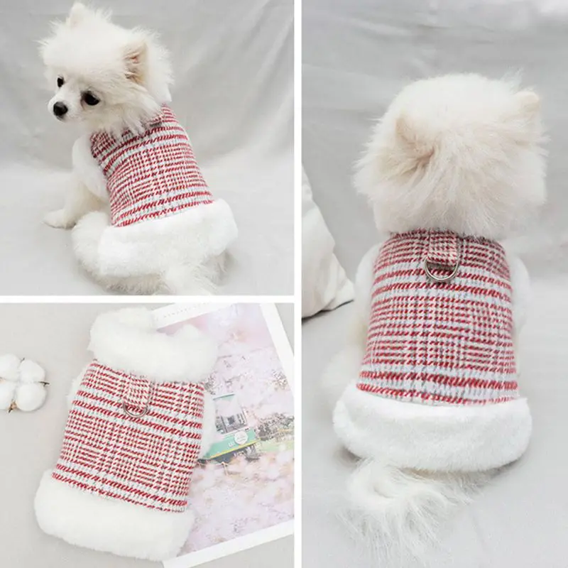 Warm Dog Coats Thicken Plush Winter Pet Clothes Fur Collar For Small Medium Dogs Jacket Puppy Cat Apparel Costumes Accessories