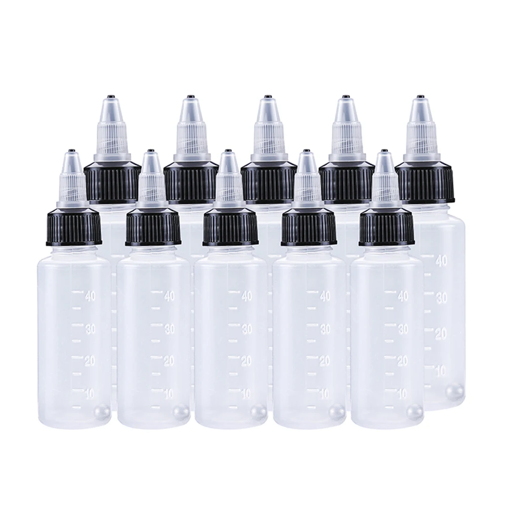 10x 40ml Plastic Paint Airbrush Tattoo Ink Pigment Bottles Twist Top Cap for Body Art Drawing Liquid Dropper Containers MG022