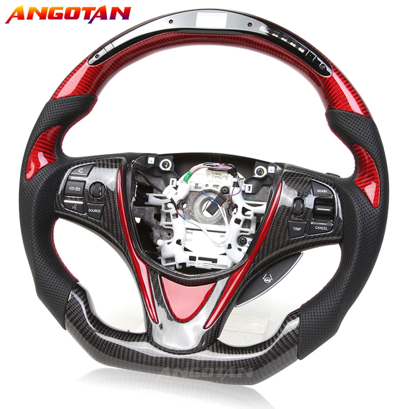 Carbon Fiber perforated leather Steering Wheel with LED display Fit For Acura TLX