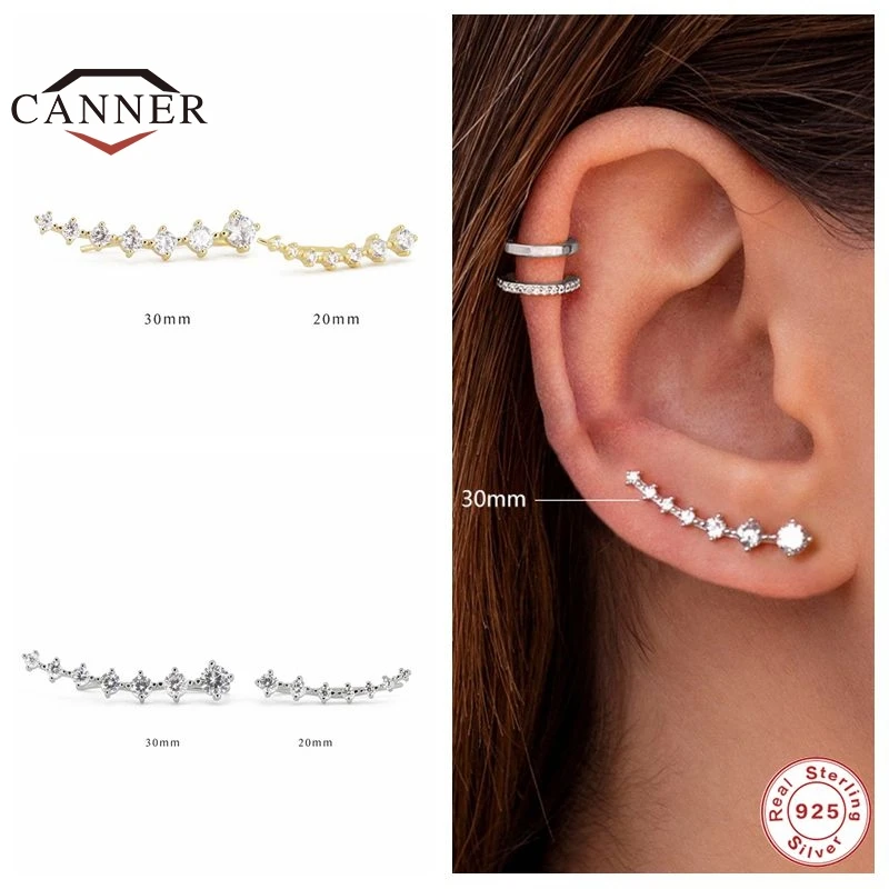 CANNER orecchini in argento Sterling 925 con 7 diamanti lampeggianti per donne coppie regalo Piercing orecchini gioielli Pendientes Brincos