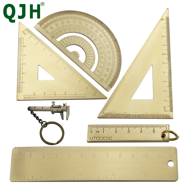 High Quality Mini Brass Caliper Pure Copper Vernier Dual-scale Measuring Ruler Portable Retro Millimeter / Inches Double Scale