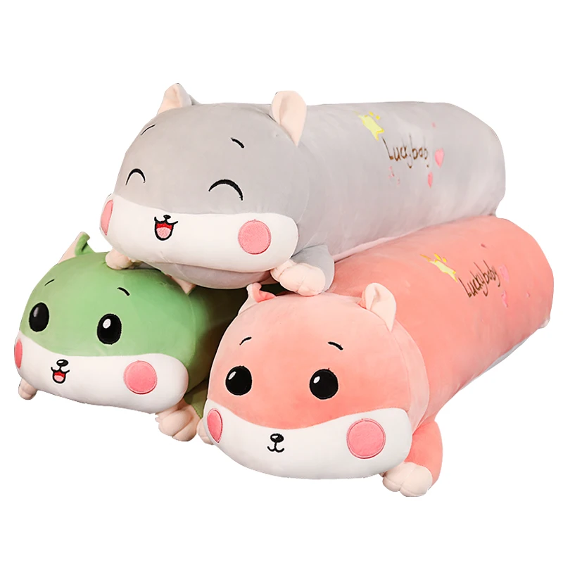 Cute Hamster Long Pillow 80/100/120cm 1 Piece Plush Toys Adorable and Soft Kids Sleeping Pad Girls Gifts