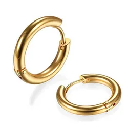 316L Stainless Steel Hoop Earrings Vacuum Plating No Fade Anti-allergy Line 2.5mm Inner Diameter 8/10/12/14/16/18/20mm