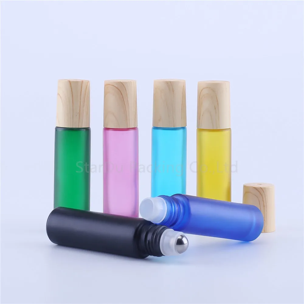 

10ml matt black roll on perfume bottle, 10cc blue frosted essential oil rollon bottle, small glass roller container 200pcs/lot