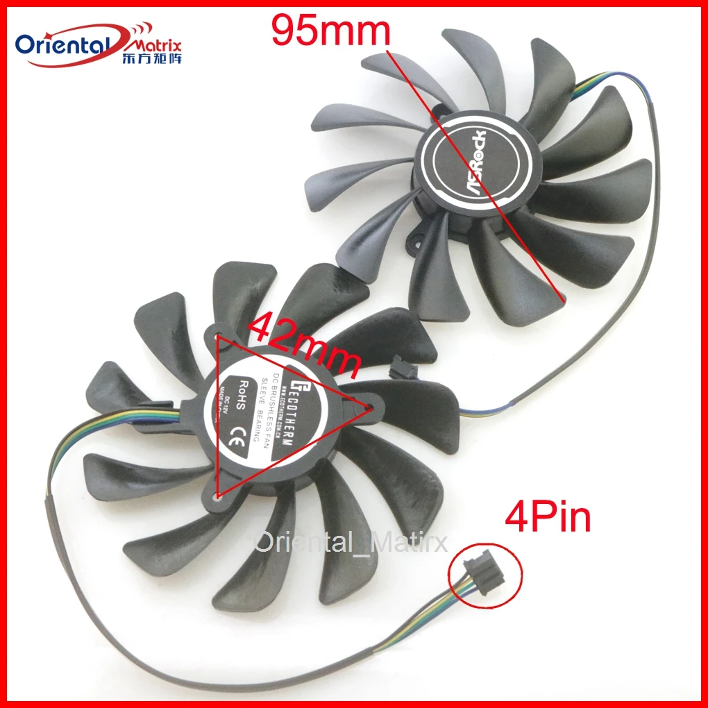 

GF10012H12SPA 12V 0.5A 95mm 4Wire 4Pin VGA Fan For ASROCK RX6600 XT 8GB Challenger MINI Graphics Card Cooling Fan