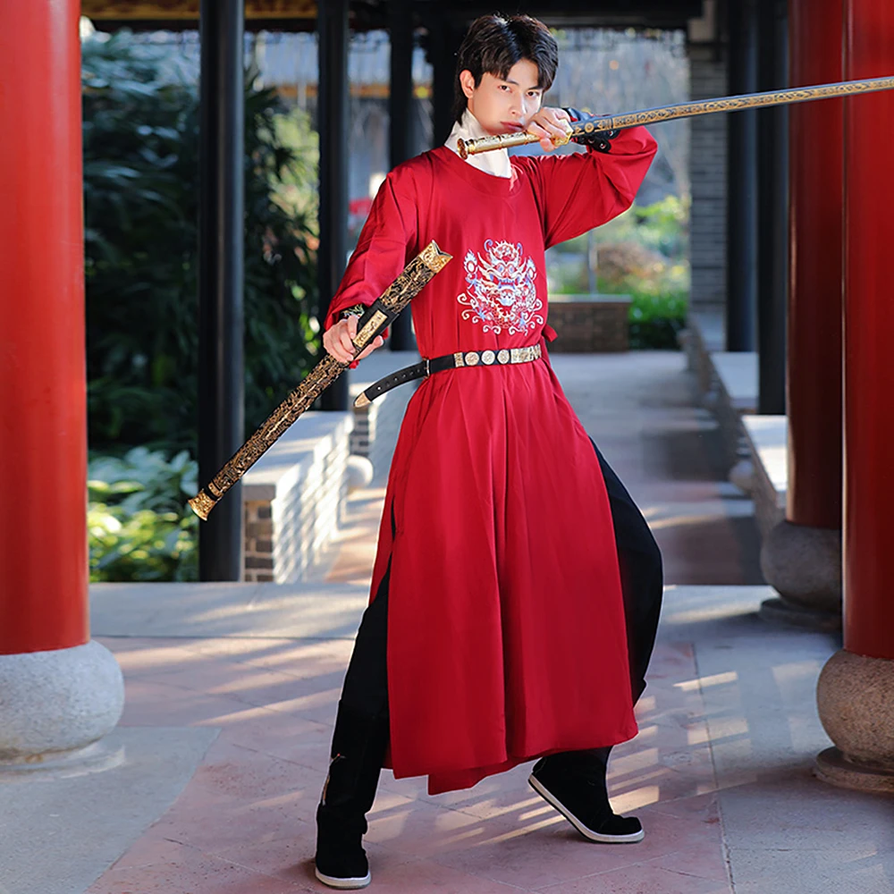 Hanfu Male Chinese Ancient Costume Traditional Classical Clothing Tang Dynasty Adult Swordsman Robe Men Halloween Costume