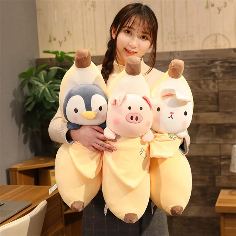 Cute Cartoon Banana Plush Toy Soft Fruit Plushie Cat Rabbit Shiba Inu Pillow Super Soft Kids Toys Baby Home Decor Birthday Gift