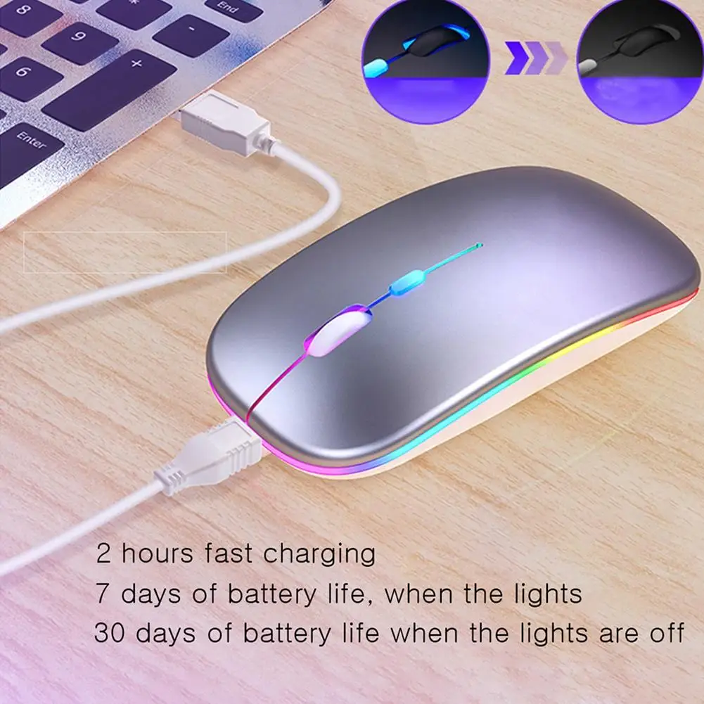 Mouse da gioco ergonomico USB senza fili Bluetooth LED Mouse 2.4G per Computer portatile