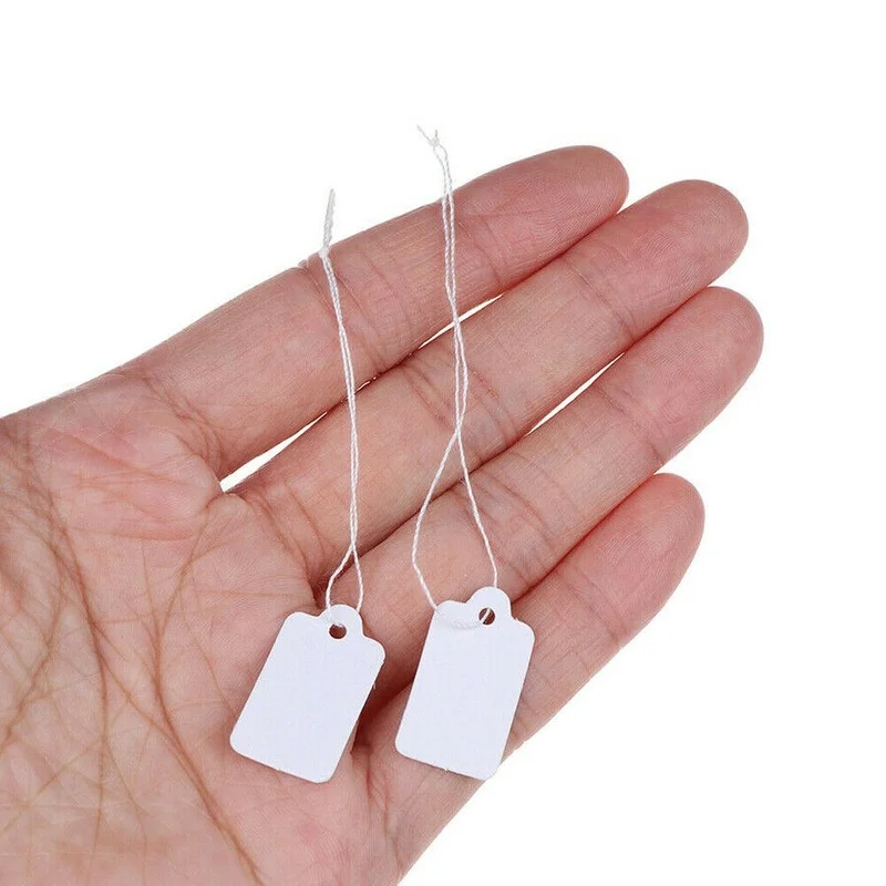 500pcs Price Label Tags String Tie Watch Jewelry Display Merchandise Price Label Paper Cards Rectangular Blank Price Tag