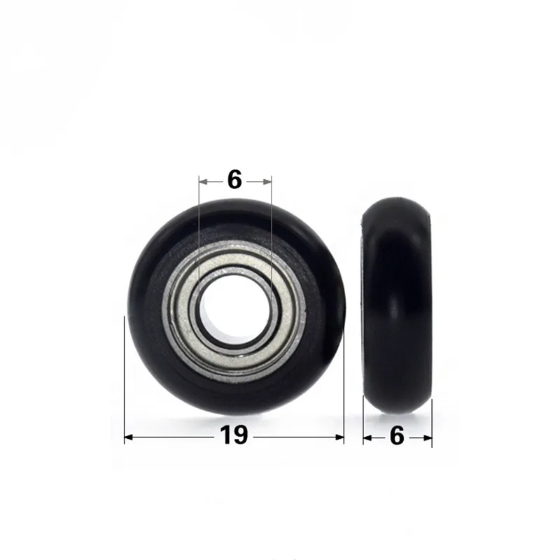 20pcs/100pcs 6*19*6mm 686ZZ Bearing POM Coated Plastic Pulley POM Shell Spherical Radian Radius 3.5mm Door Window Roller