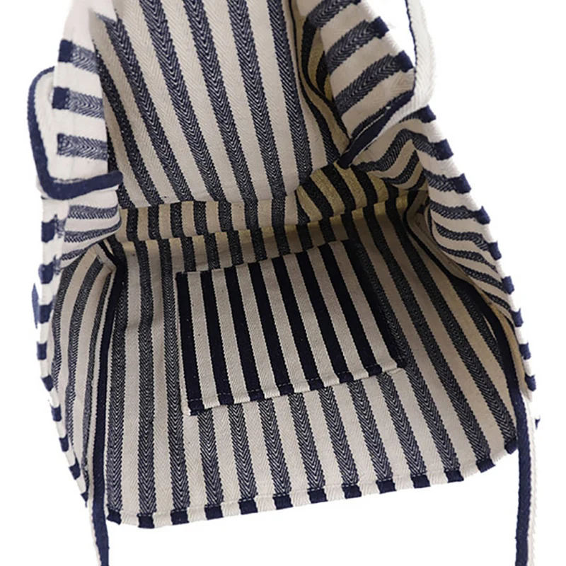 حقائب كتف عصرية غير رسمية ذات سعة كبيرة للنساء حقيبة يد مخططة حقائب قماش كبيرة الحجم حقيبة تسوق حزمة سفر نسائية #6