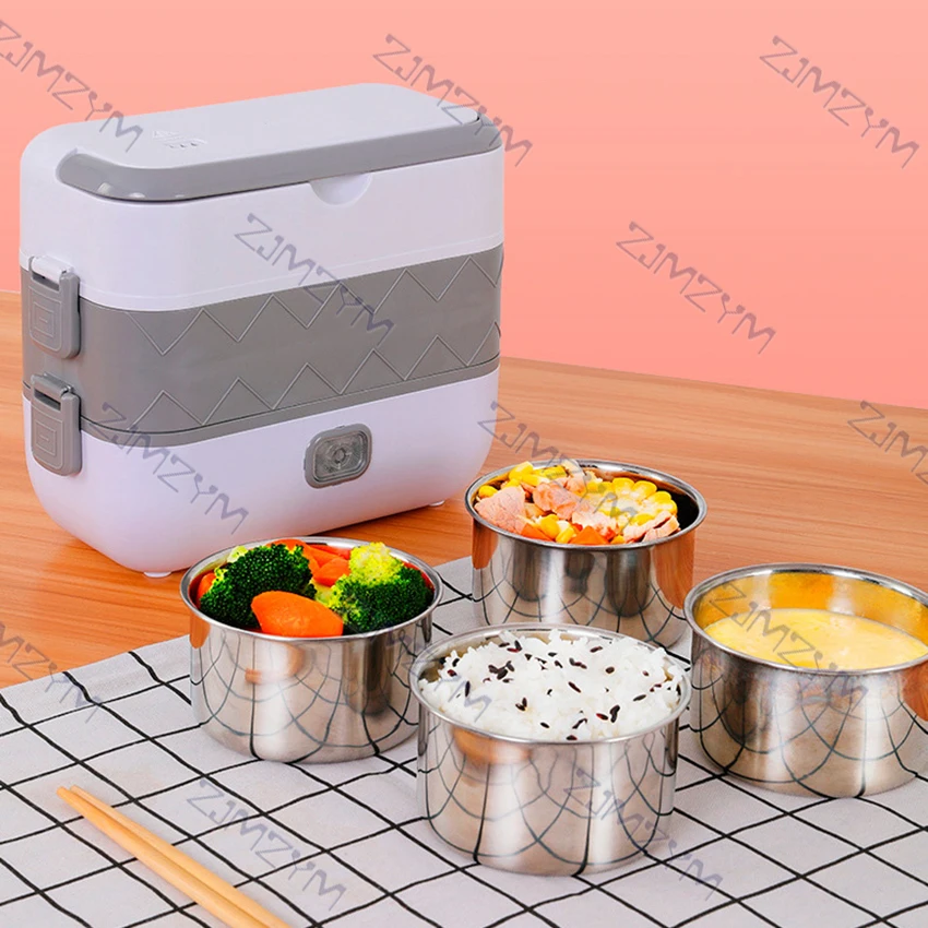 220V Electric Lunch Box Single/Double Layer Portable Food Heating Box Rice Dishes Heater Container Food Warmer Stainless Steel