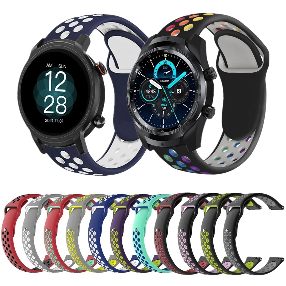 Rainbow Silicone Strap For TicWatch Pro 3 ProX GTX Sport Waterproof Bands For Ticwatch E3 E 2 S2 Bracelet Smartwatch Accessories
