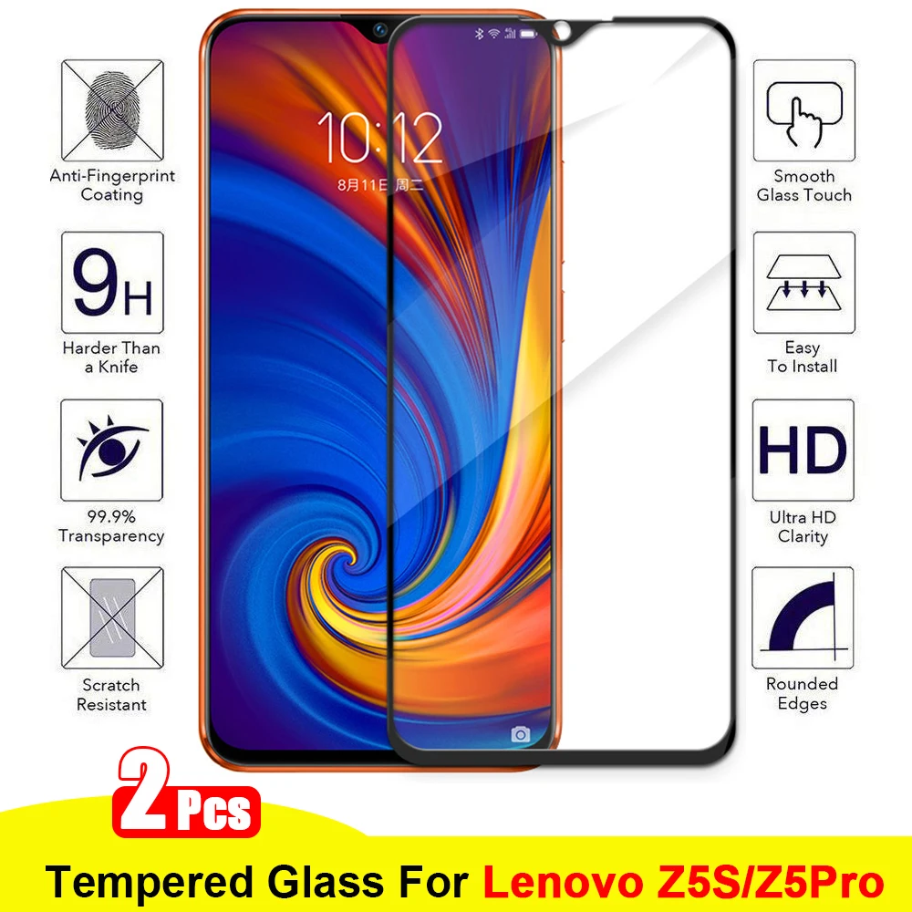 2Pcs Volle Abdeckung Gehärtetem Glas Für Lenovo Z5S Explosion-proof Schützende Glas Vorne Film Für Lenovo Z5 Pro screen Protector 9H