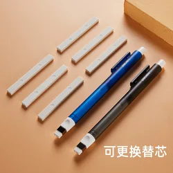 Deli Creative Pen-shaped Pressed Retractable Pencil Eraser Painting Dust-free Writing Rubber Child Eraser Refill Painting Supply