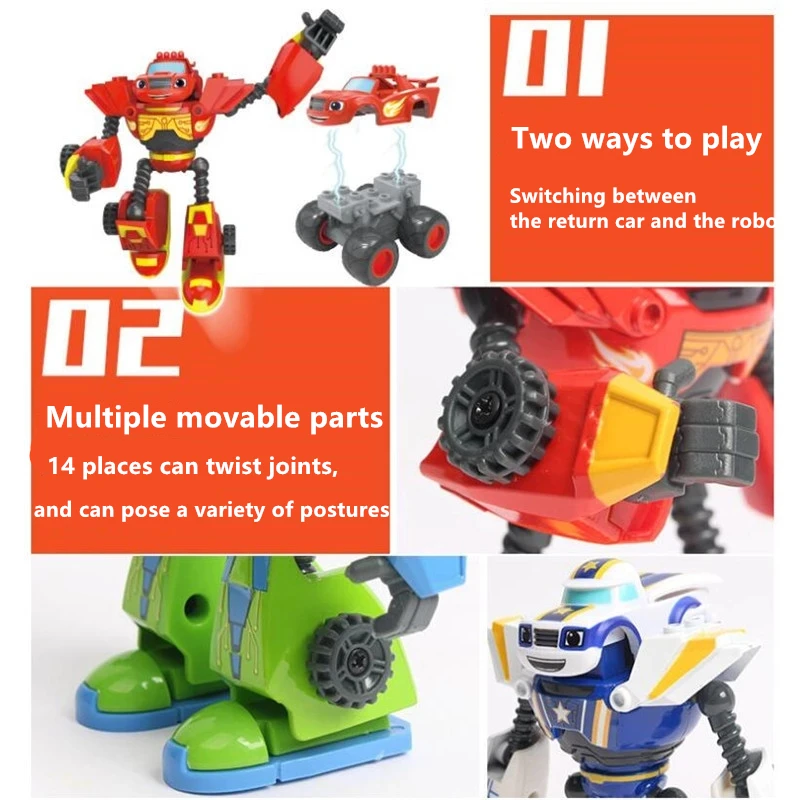 Vendita calda Monsters Machines Car Blaze Model deformata Action Figures Robot Alloy Vehicle Truck Cars Game giocattoli per bambini regali di