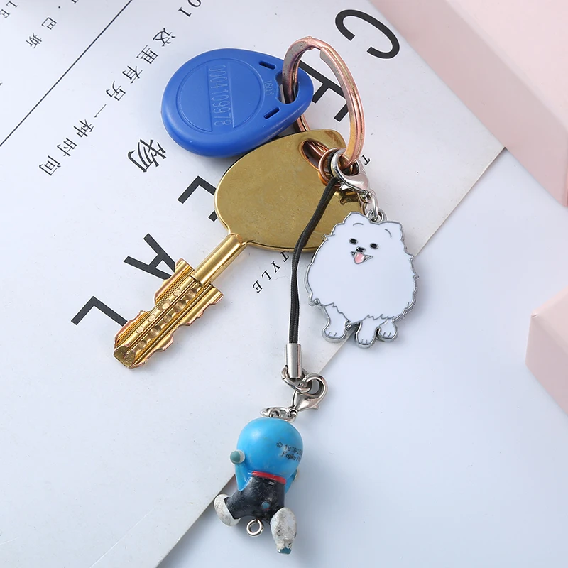 5PCS/lot dog pug Cute Anime keychain Boyfriend Gift Car Key Ring Fashion for Women And Men Jewelry Bag Charm Gift Pet pendant