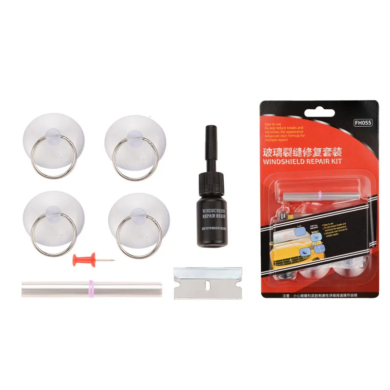 For Long Big Chip Crack Car Windshield Repair Tool Window Glass Windscreen Restoration Kit Renew Full Set Resin Cup Blade Film image 4