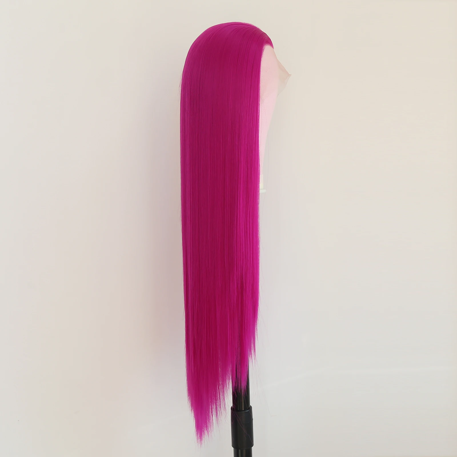 Rose Red Straight Lace Front Synthetic Wigs for Women Glueless High Temperature Fiber Natural Hairline Long Cosplay Wig