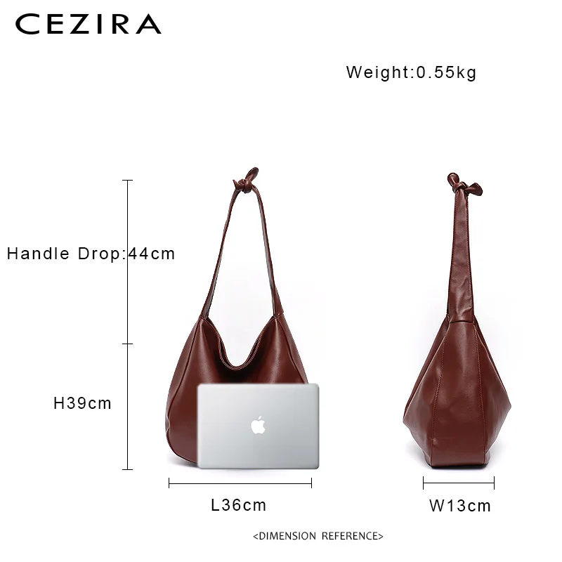 CEZIRA Fashion Brand Style Women PU Vegan Leather Shoulder Bags Casual Soft Hobo Bowknot Strap Handbags Female Crossbody Purses