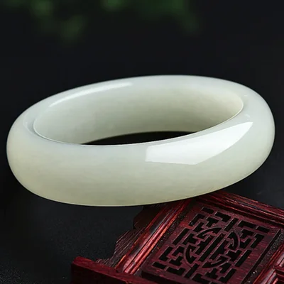 Natural Hetian Jade White Jade 54-64mm White Bracelet Elegant Princess Jewelry For Mom For Girlfriend