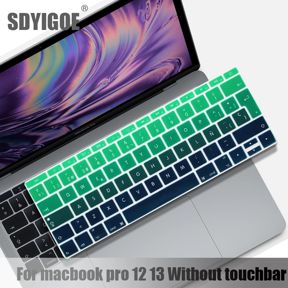 

Чехол для ноутбука с испанской цветной силиконовой клавиатурой для macbook pro13 A1708 A1988 12 "retina A1534 A1931, защитная пленка, чехол для клавиатуры
