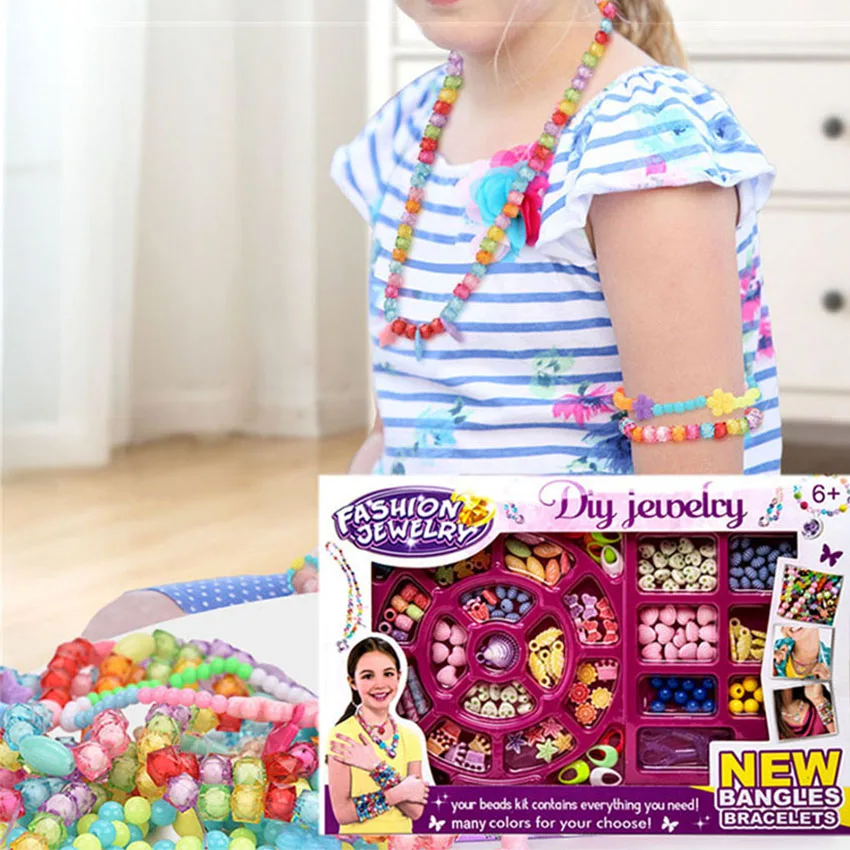 POP-ARTY-Ensemble de bijoux créatifs faits à la main pour filles, jouets en perles Pop, collier et bracelet, artisanat d'art, cadeaux pour enfants, bricolage