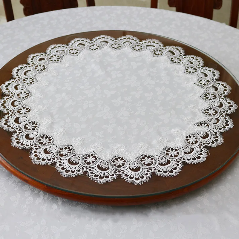 Modern Lace Satin White Tablecloth Embroidery Dining Kitchen Tea Coffee Table Cloth Placemat Christmas banquet Wedding Decor - Image 5