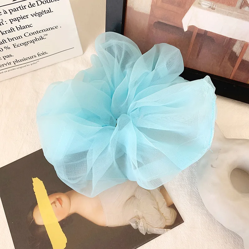 2022 sommer Organza Scrunchies Frauen Elastische Haarband Koreanische Elegante Pferdeschwanz Halter Gummi Krawatte Band Haar Zubehör Großhandel – Detail 12