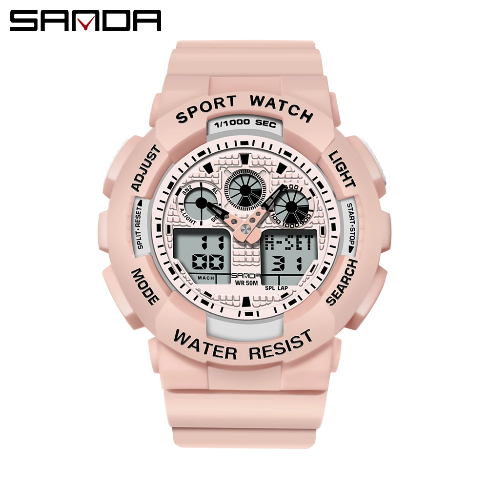 2021 New Sanda Top Brand Men Outdoor Sports Electronic Lady Military Watches Ms Waterproof Alarm Dual Display Wristwatch Relogio