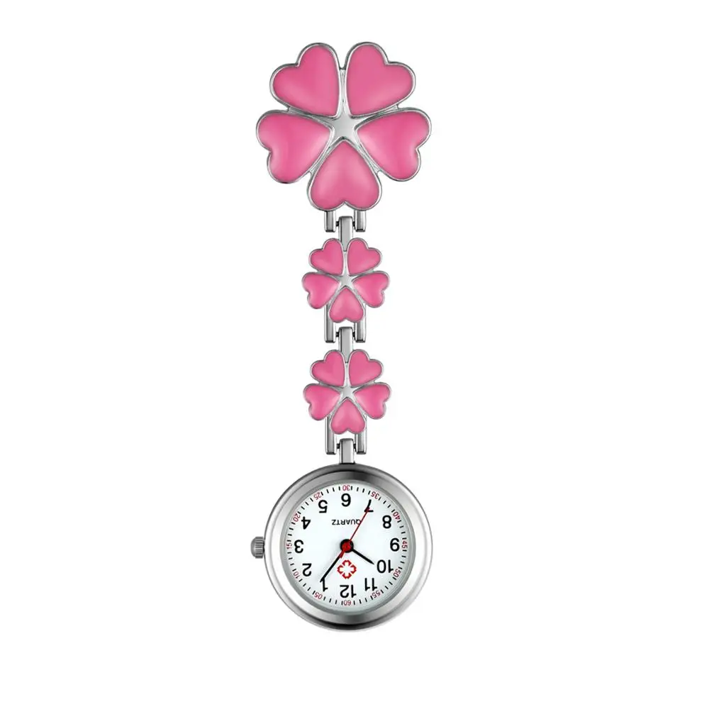 LANCARDO Four Leaf Clover Nurse Watch Clip-on Fob Brooch Pendant Hanging Watch Pocket Watch Luminous Medical Doctor Nurse Watch