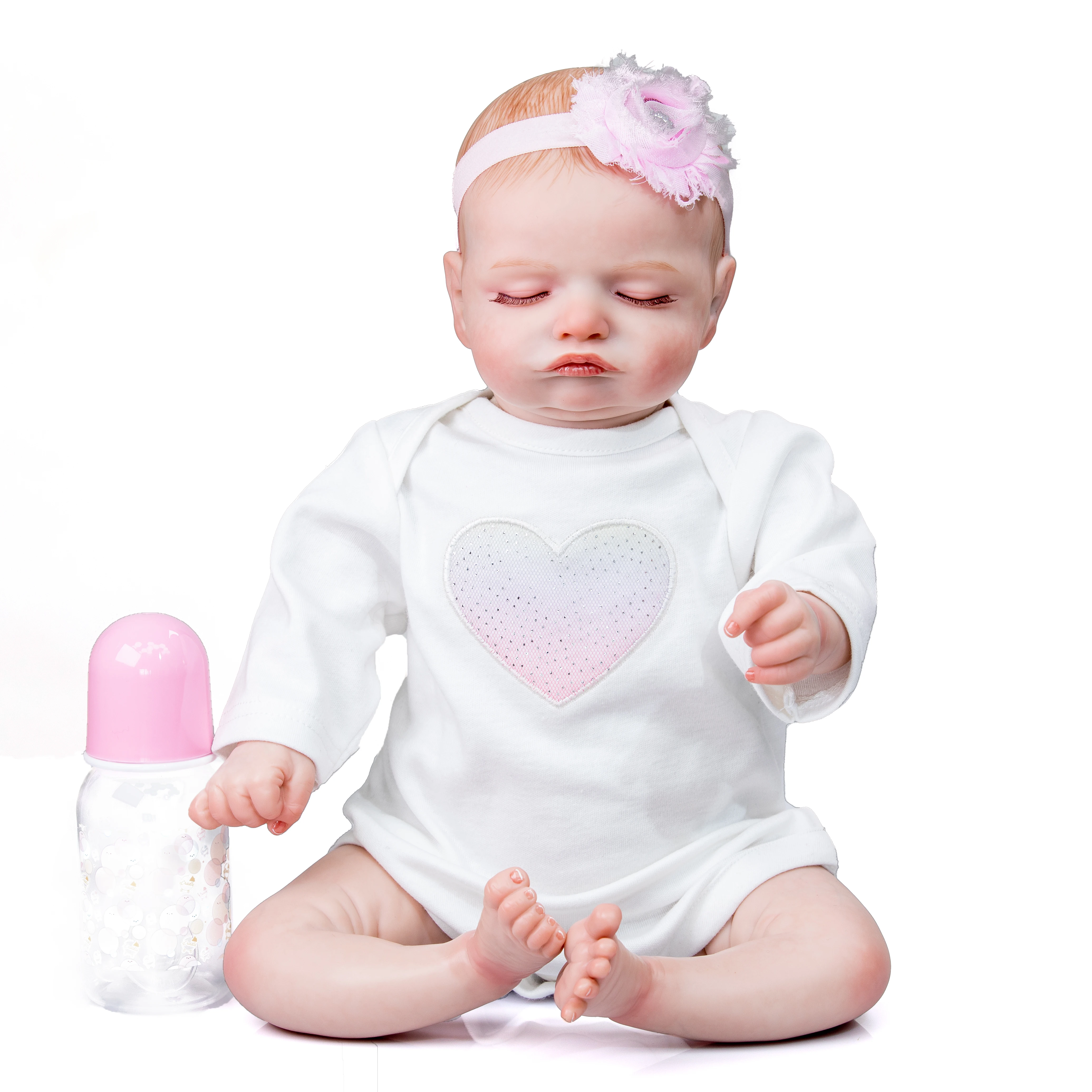 

49CM Reborn Baby Sleeping Girl Rosalie Soft Body Flexible Hand-Drawing Hair 3D Skin Tone with Veins premie size lifelike doll