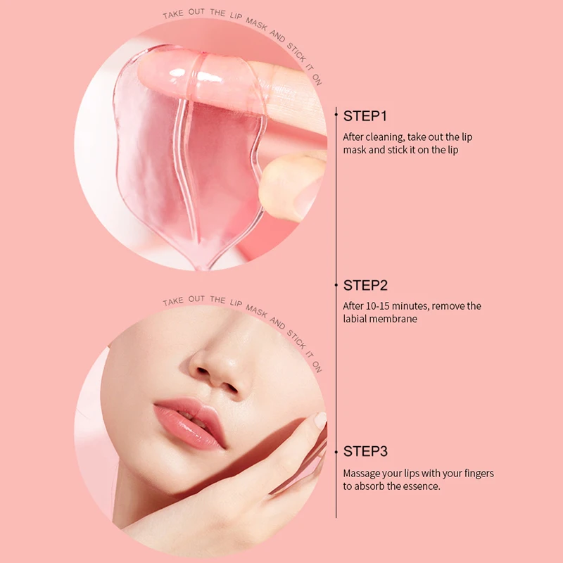 1 pçs beleza super lábio plumper rosa cristal colágeno lábio máscara remendos umidade rugas ance coreano cosméticos dormir cuidados com a pele