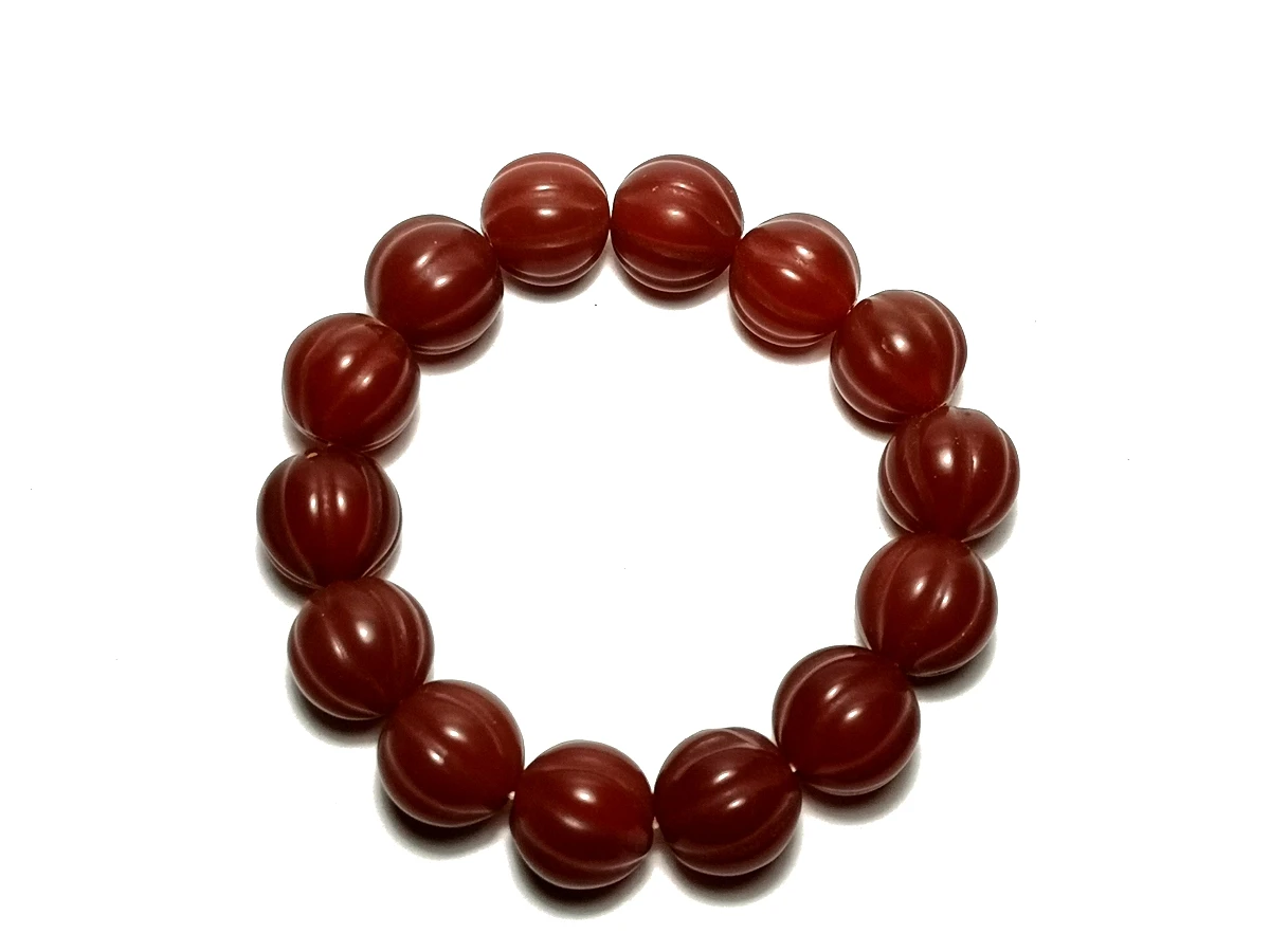 YIZHU CULTUER ART Collection Old China Natural Agate Bead Bracelet Hand String Decoration Wonderful Gift