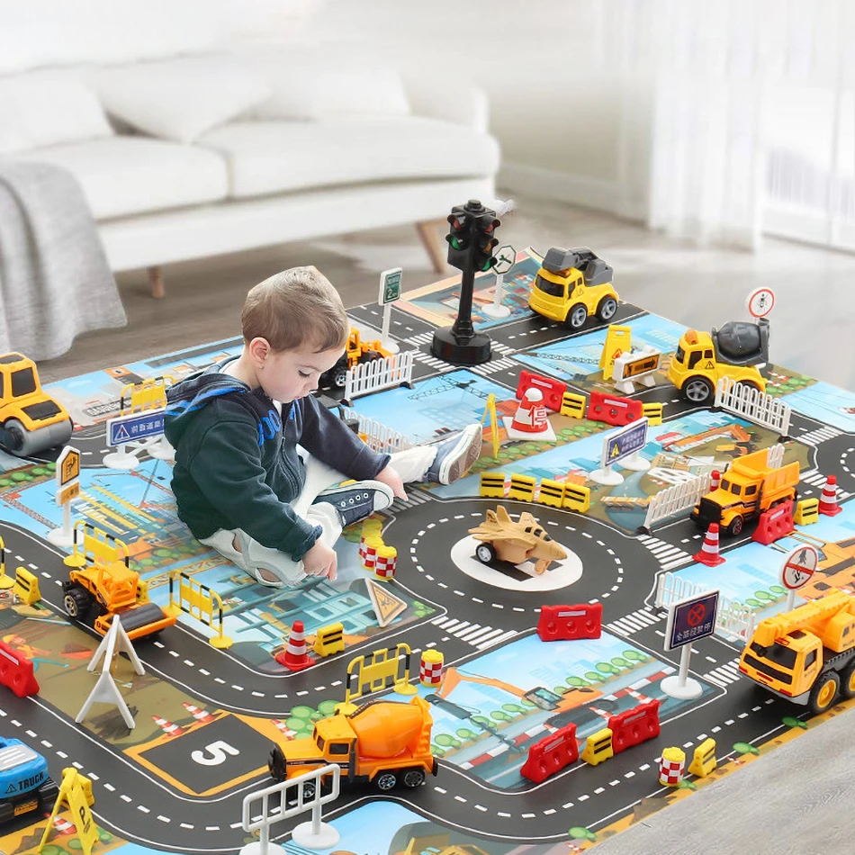 Large City Traffic Car Park Play Mat Toy Car  for Living Bedroom Children Game Crawl Healthy Material Mat Kid Room Place Decor