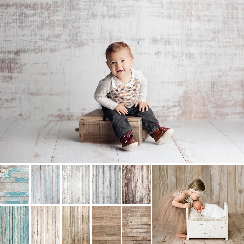 MOCSICKA Wooden Board Photophone For Food Texture Planks Baby Shower Backdrops Photography Backgrounds Newborn Kids Photocall