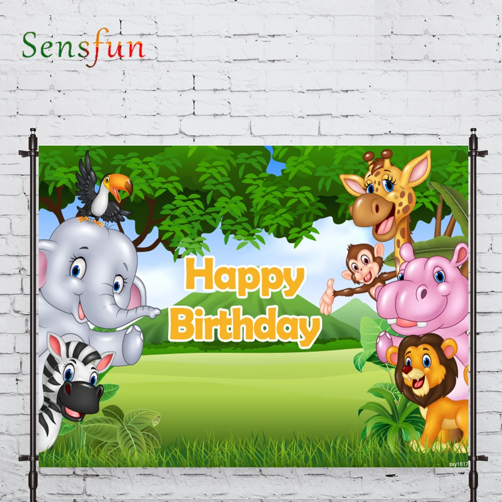 LEVOO New Photo Backdrop Forest Animal Birthday Cartoon Child Background Nature Photocall Photo Studio Shoot Prop