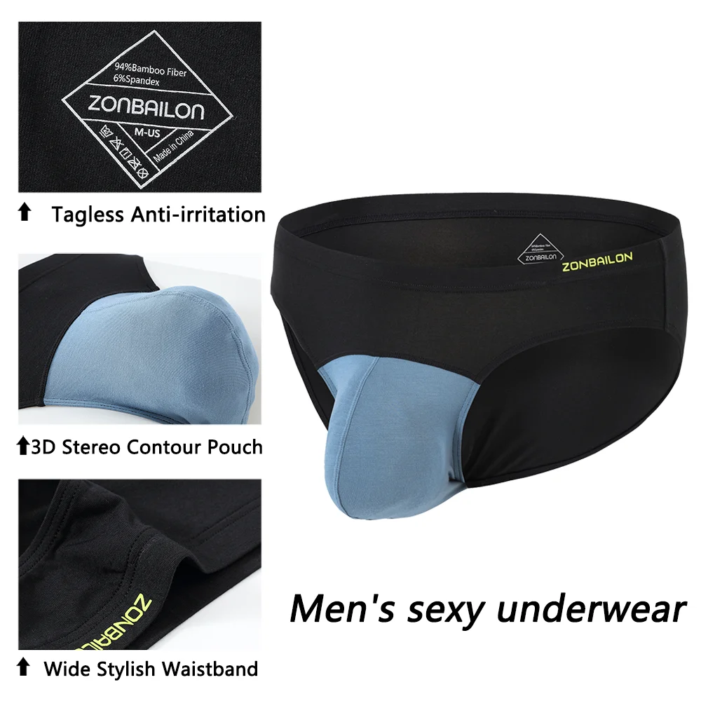 Man Underwear Comfortable High Quality Bamboo Fiber Men\'s Briefs Sexy Bikini Male Low-Rise Splicing Underpants Multiple Choices