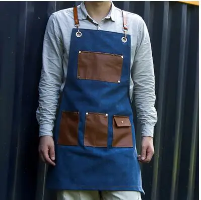 Apron denim cafe men and women canvas restaurant kitchen overalls apron