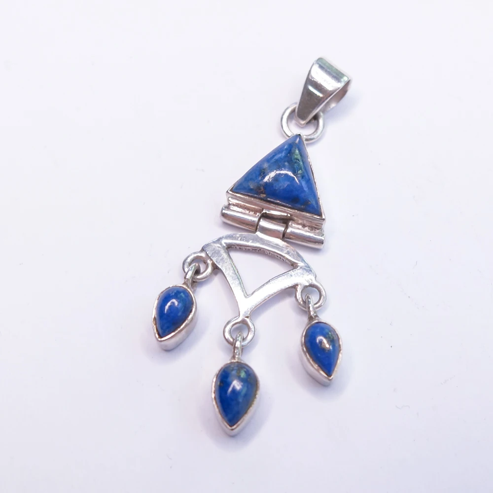 

Nepal India 925 sterling silver exquisite lapis lazuli tassel pendant pendant