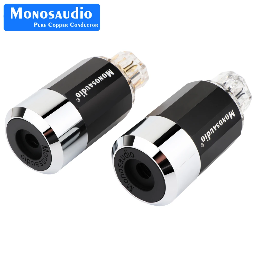 Monosaudio M09R/M109R 99.998% czysta miedź rodowane US zasilanie prądem zmiennym wtyczka rodowane z włókna węglowego US mężczyzna zasilanie prądem