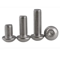M3 3mm A2 304 cabeza de botón de acero inoxidable tornillo hexagonal de acero inoxidable redondo/cabeza plana M3x6/M3x8/M3x10/M3x12/M3x16/M3x20